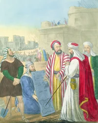 Construindo a Cidade e a Torre de Babel, a partir de uma bíblia impressa por Edward Gover, de 1870